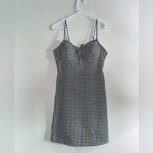black + white gingham dress